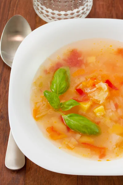 Suppe im weißen Teller — Stockfoto
