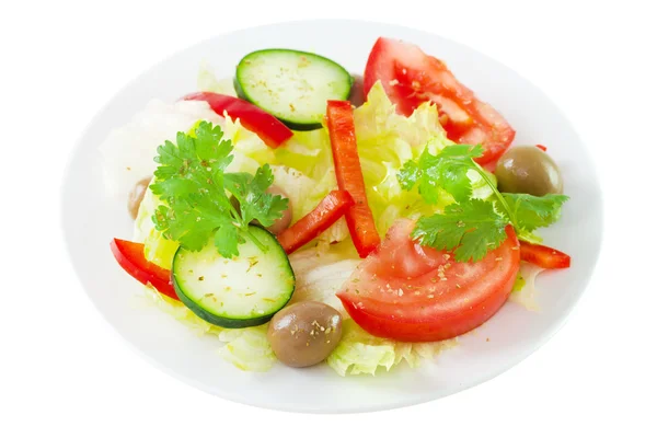 Salad on white plate — Stock Photo, Image