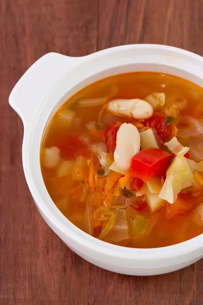 Soup with white beans in bowl — Stock Photo, Image