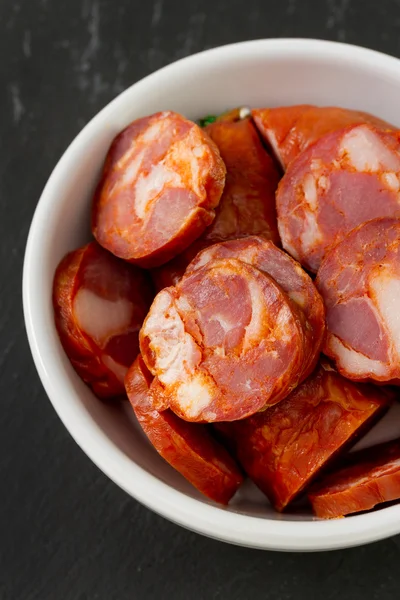 Chorizo in bowl — Stock Photo, Image