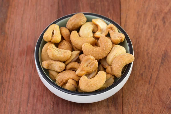 Cashew with pepper in bowl — Stock Photo, Image