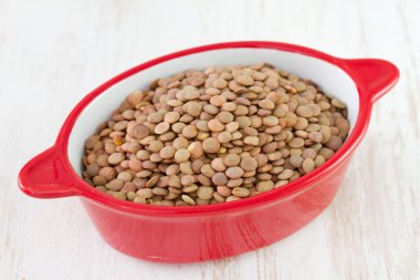 Lentil in red bowl clipart