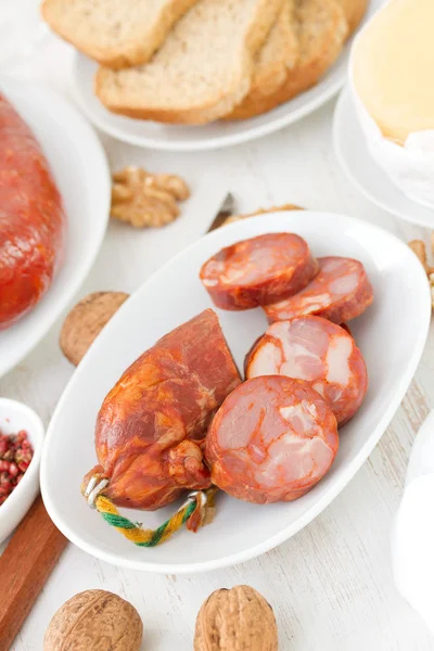 Chorizo su piatto — Foto Stock