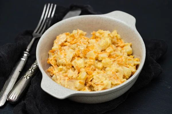 Typical Portuguese Dish Bacalhau Espiritual Cod Fish Wtih Vegetables Bowl — Zdjęcie stockowe