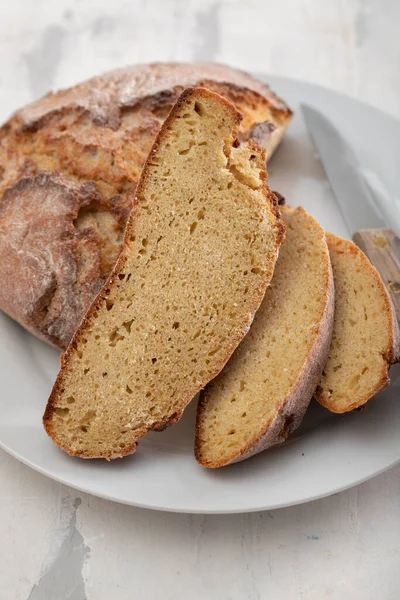 Cornbread Bread Containing Cornmeal Corn Flour Portuguese Corn Bread Broa — Stock Photo, Image