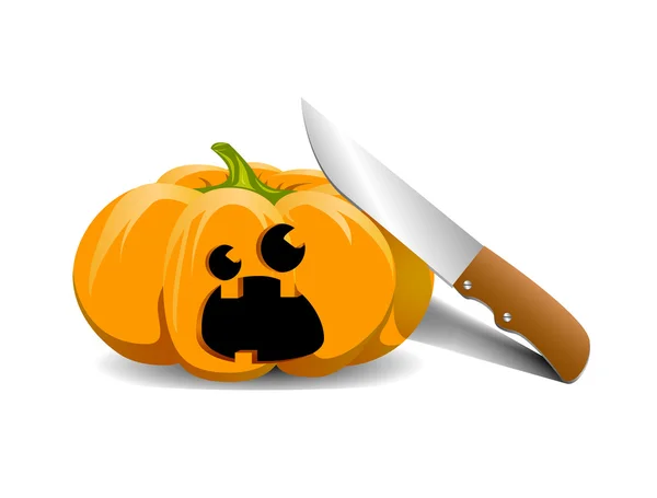 Halloween pumpkin and knife — Stock Vector