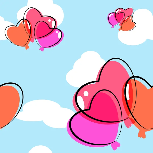 Heart Balloon Seamless Background — Stock Vector