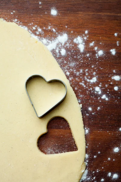 Baking heart cookies — Stock Photo, Image