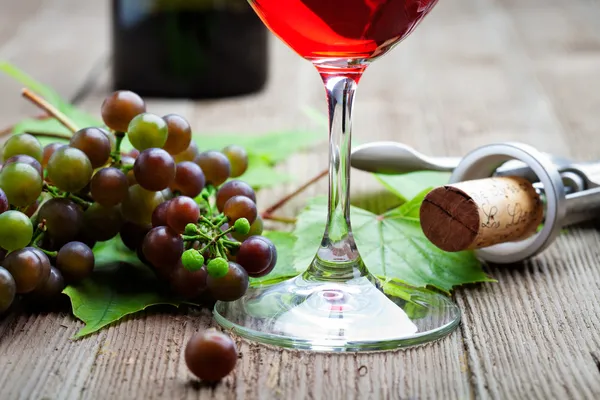 Uvas e vinho tinto — Fotografia de Stock