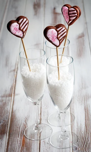 Valentine cookie pops — Stock Photo, Image