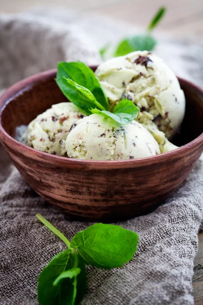 Crème glacée à la menthe au chocolat — Photo