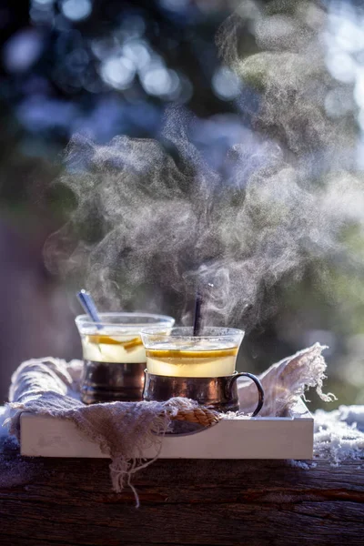 Chá Limão Quente Livre Dia Frio — Fotografia de Stock