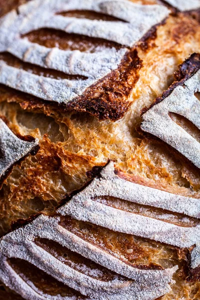 Detailní Záběr Čerstvého Domácího Smaženého Chleba — Stock fotografie
