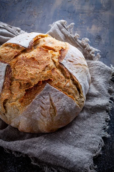 Gros Plan Pain Levain Frais Fait Maison — Photo