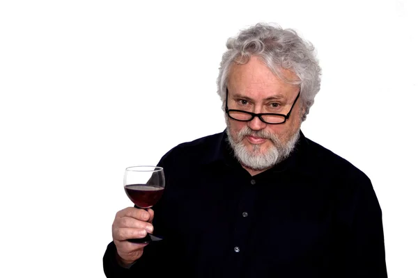 Ein Senior und Rotwein — Stockfoto