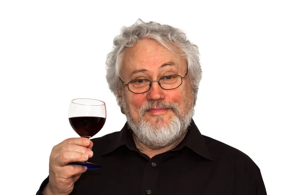 A senior and red wine — Stock Photo, Image
