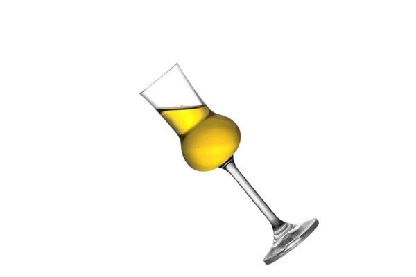 Ein gekipptes Grappa-Glas — Stockfoto