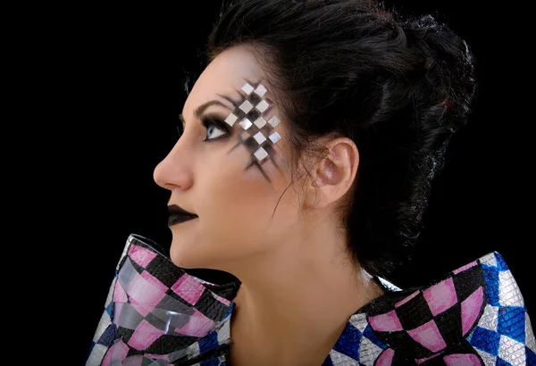 Güzellik kadın makyaj ile yüz üzerinde kristaller — Stok fotoğraf