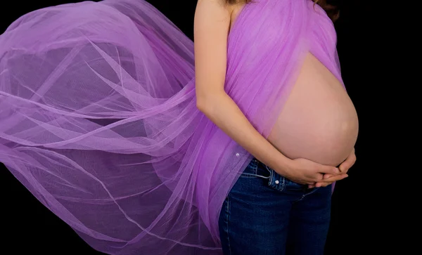 Beautiful pregnant woman in the wind — Stock Photo, Image