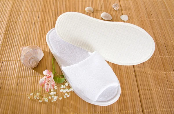 Spa of hotel slippers — Stockfoto