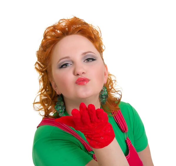 Attractive pin-up girl blowing a kiss — Stock Photo, Image