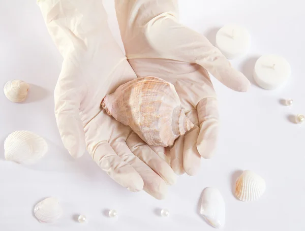 Резиновые медицинские перчатки — стоковое фото