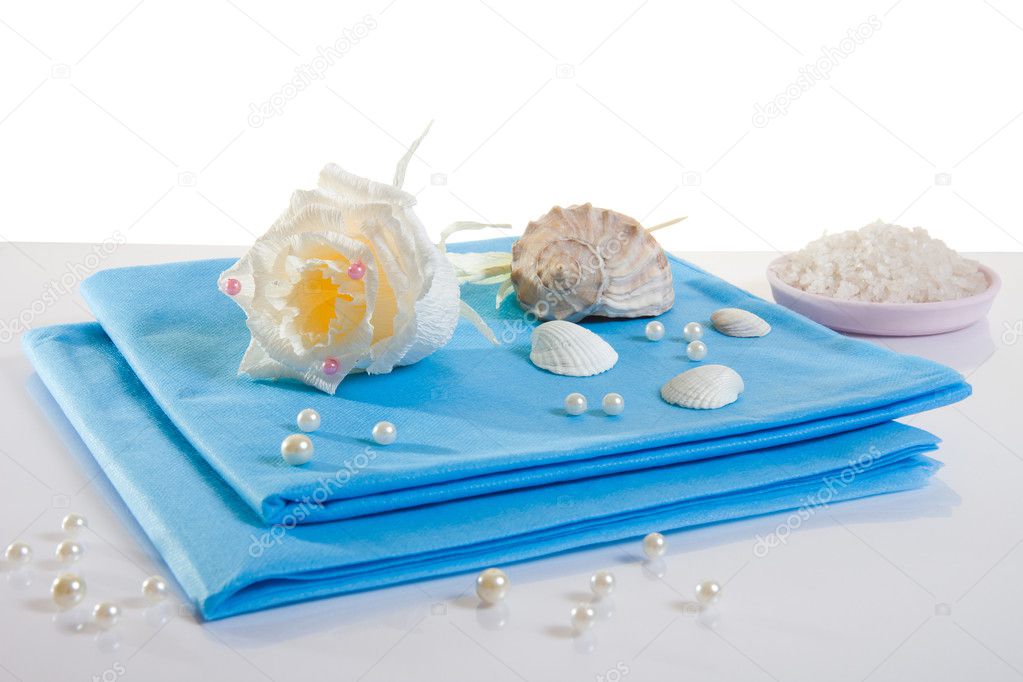Spa accessories: sheet and sea salt