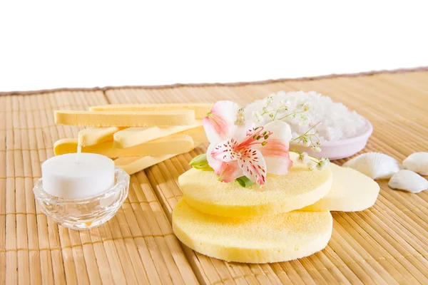 Spa accessories: cosmetic sponges — Stock Photo, Image