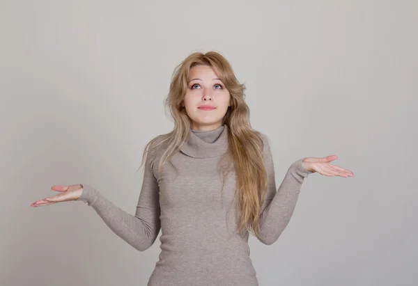 Businesswoman in gesture of asking and confusion — Stock Photo, Image