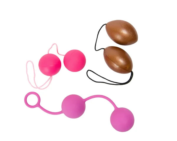 Três brinquedos sexuais bolas vaginais da mulher — Fotografia de Stock