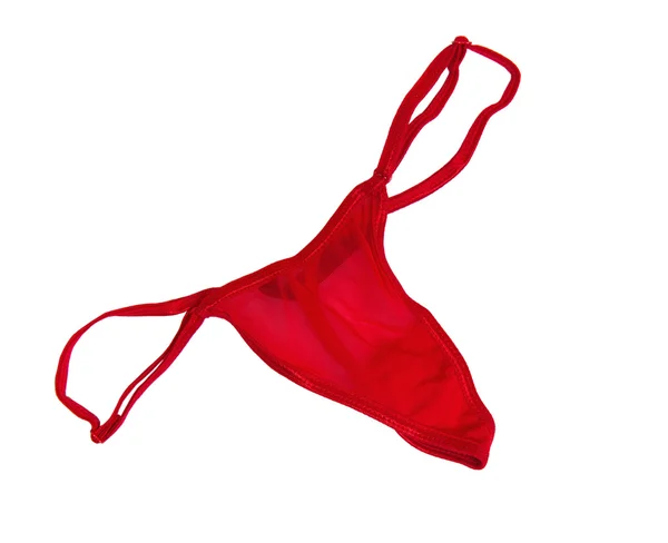 Spodní Prádlo Tanga Červené Sexy Žena Izolované Bílém — Stock fotografie