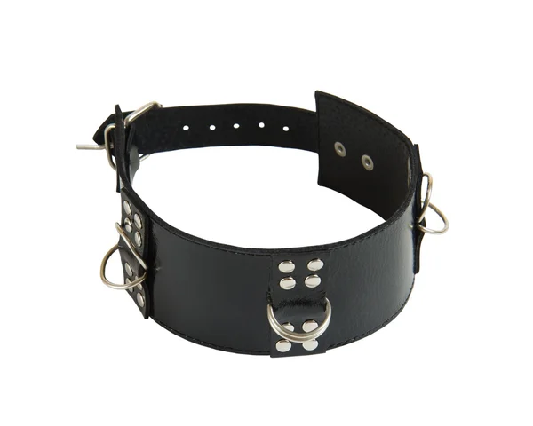 Black leather fetish bdsm collar — Stock Photo, Image