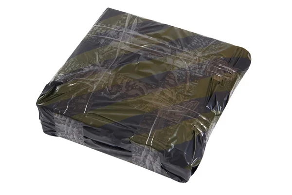 Caja de envío negra con cinta adhesiva —  Fotos de Stock