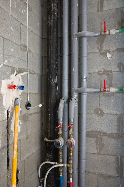 Pipes in bathroom — Stock Photo, Image