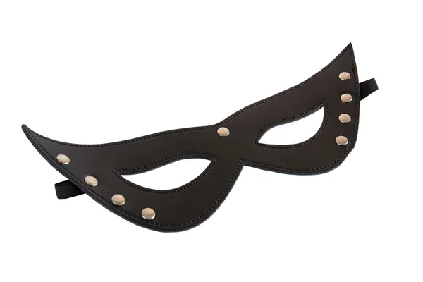 Maska czarny skórzany z nity metalowe — Zdjęcie stockowe