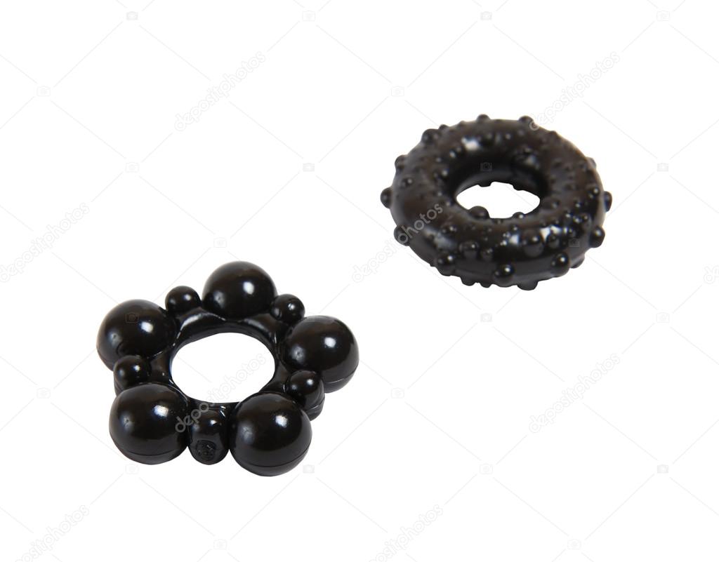 Two black rings for penis erection isolated