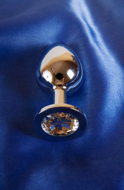 Metal butt plug-mavi saten