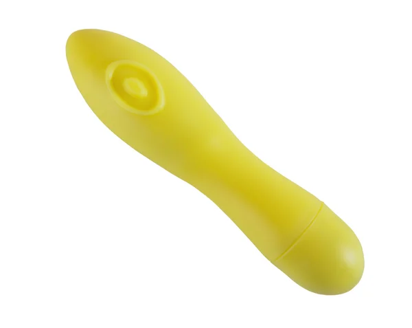 Yellow sex toy vibrator on white — Stock Photo, Image