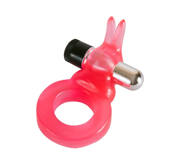 Pink sex toy penis sleeve with rabbit — Stock fotografie