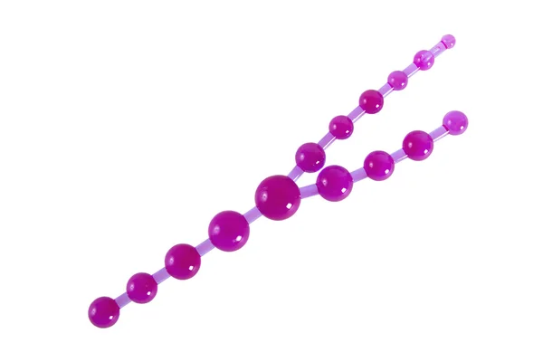 紫色的肛门珠-性爱玩具的三重渗透 — 图库照片