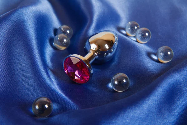 küçük metal pembe anal plug-mavi