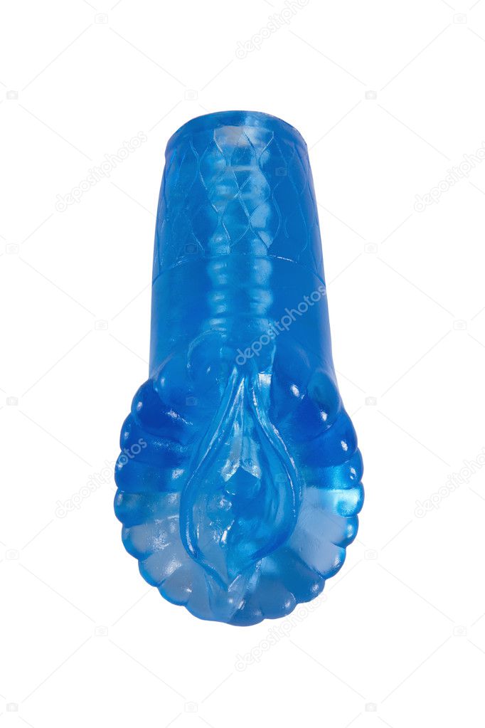 Blue sex toy for man on white
