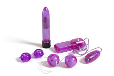 Mor plastik seks oyuncak beyaz olarak ayarla