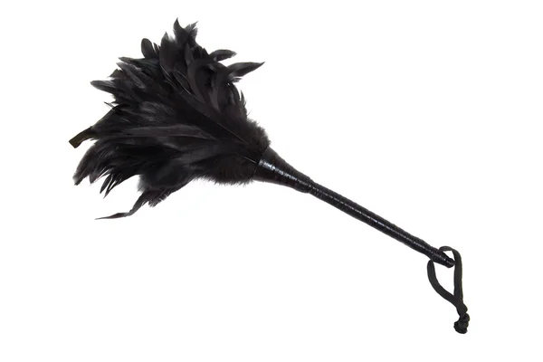 Black Feathered fetish equipment on white — Stock Photo, Image