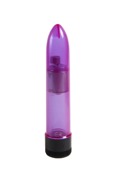 Mor plastik vibratör seks oyuncak beyaz — Stok fotoğraf