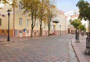 grodno, belarus eski küçük sokak