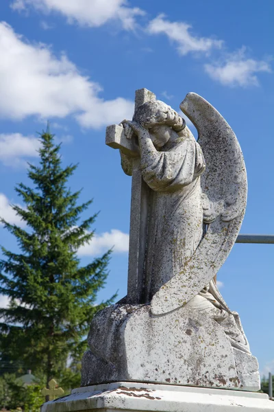 Vackra ängel staty på kyrkogård — Stockfoto