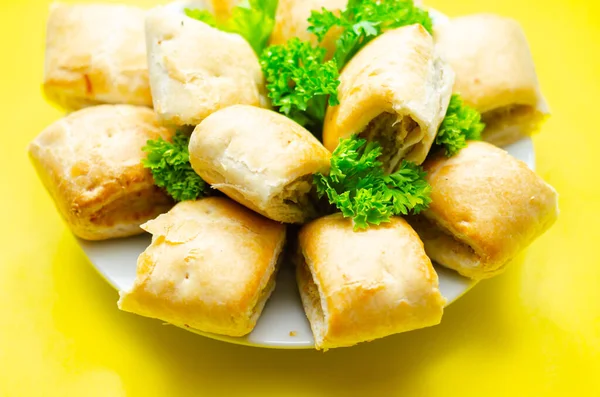 Cocktails Sausage Rolls Seasoned Pork Sausage Meat Wrapped Puff Pastry — Stock Photo, Image