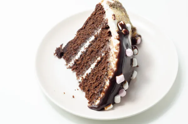 Chocolate Sponge Cake Coated Filled Marshmallow Flavour Frosting Chocolate Flavour — Stock Photo, Image