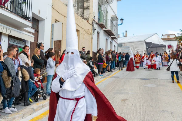 Vélez Málaga Hiszpania Marca 2018 Osób Uczestniczących Procesji Połączone Wielki — Zdjęcie stockowe